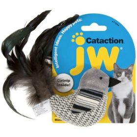 JW Pet Cataction Catnip Black And White Bird Cat Toy With Feather Tail