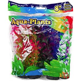 Penn Plax Colorful Aquarium Plastic Plant Pack 8" Assorted Colors